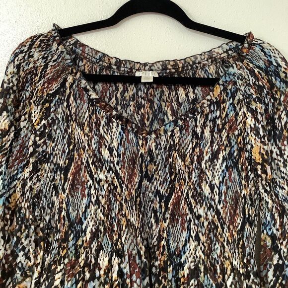 Spense Western Boho Multicolor Snakeskin Oversized Sheer Peasant Blouse Medium - Picture 4 of 12